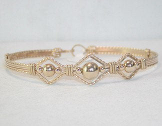 3-Bead Point Gold Bead Wire Wrapped Bracelet