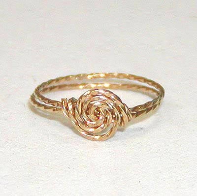 Swirled Rosette 14kt Gold Filled Twist Wire Ring - ON SALE