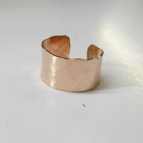 Rose Gold Filled Wide Hammered Band Ear Cuff
