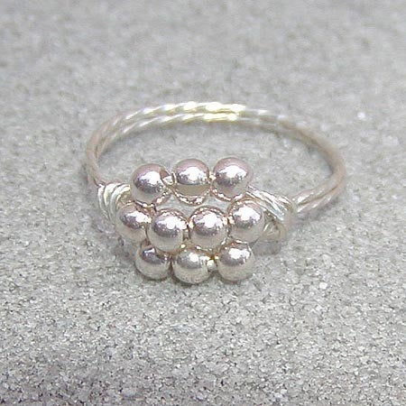 Sterling Silver Bead Cluster Twist Wire Ring