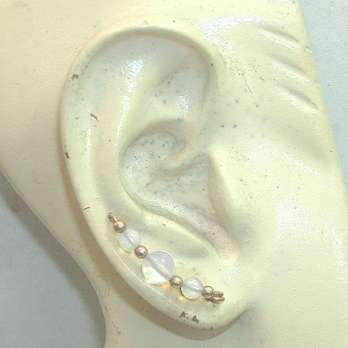 Eerie Glowing Opalite Beads Ear Sweeps - Ear Sweep 16