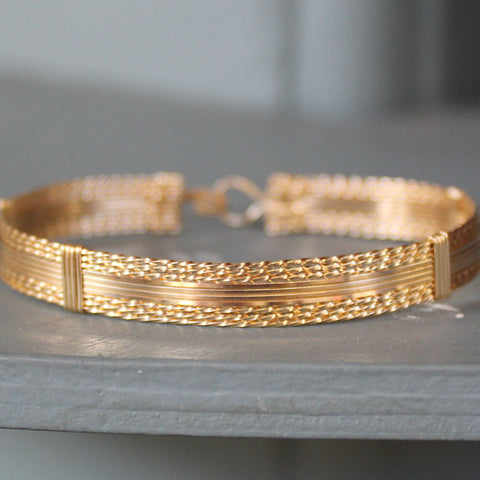 14kt Gold Filled 10-Strand Wirewrapped Stackable Bracelet  TTTSSSSTTT