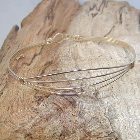 Simple 4-strand Spread Gold Filled Wire Wrapped Bracelet  SSSS Open