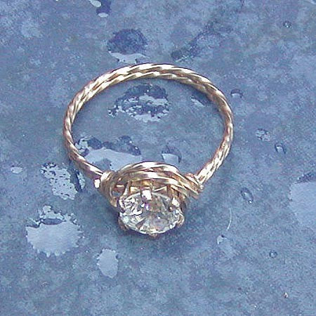 Solitaire Cubic Zirconia Gold Filled Twist Wire Ring