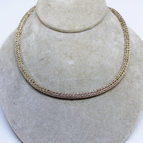 Woven Gold & Silver Two Tone Wire Necklace