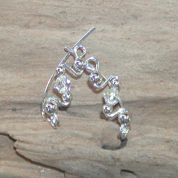 Twinkling Crystal Sterling Silver Small Ear Climbers - Ear Sweep 9