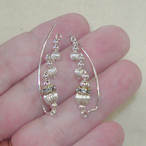 Fluted Sterling Silver Beads Fancy Ear Crawlers - Ear Sweep 10