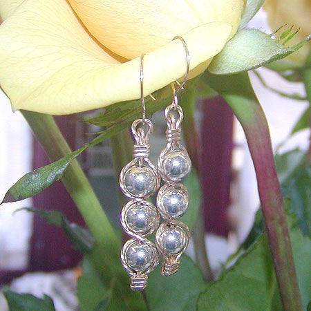Two-Tone Silver and Gold Outline Bead Dangle Earrings