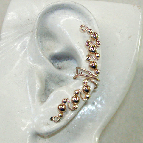 Extra Long Gold Filled Smooth Bead Ear Cuff