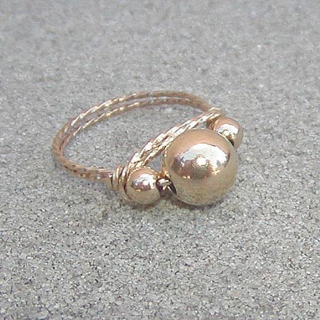 3-Bead 14kt Gold Filled Twist Wire Ring