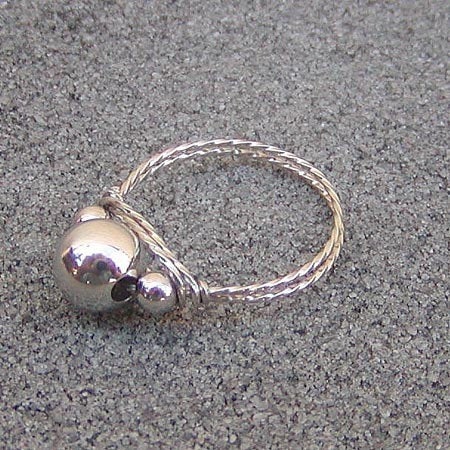 3-Bead Sterling Silver Twist Wire Ring