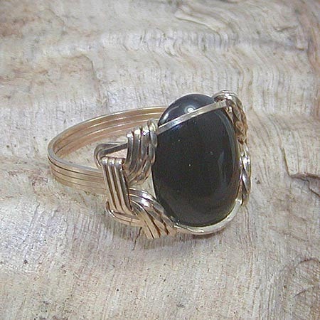 Mens or Unisex Bold Black Onyx Gemstone Ring