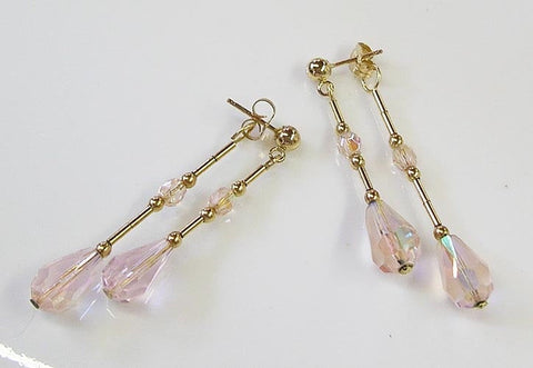 Cool Front-and-Back Pink Crystal Teardrop Dangle Earrings
