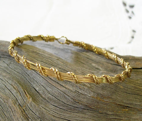 14kt Gold Filled Wire Double Overwrapped Stackable Bracelet  SSSS2wa