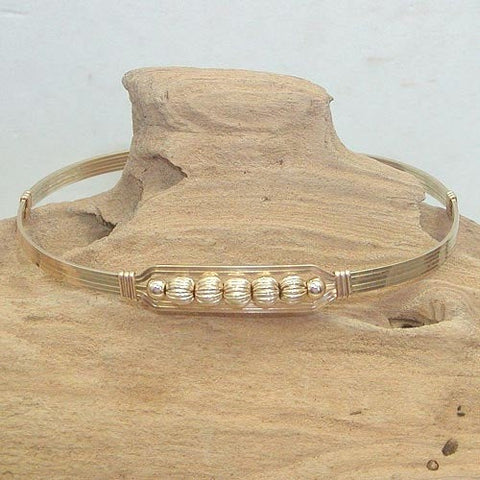 5 Little Beads Fluted Gold Filled Beads Wire Wrapped Bracelet
