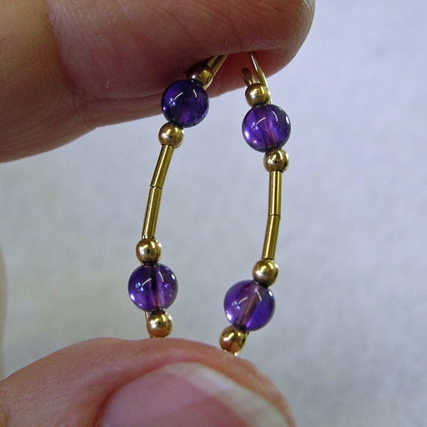 Simple Amethyst Beads Ear Sweeps - Ear Sweep 27