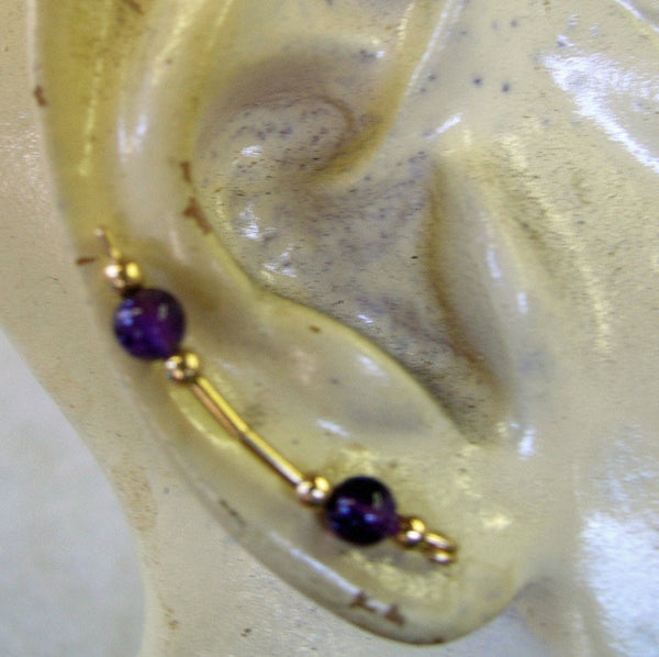 Simple Amethyst Beads Ear Sweeps - Ear Sweep 27