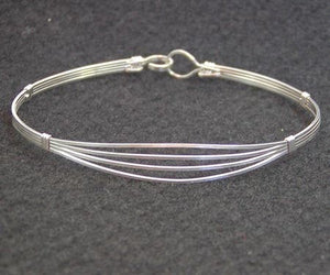 Sterling Silver Simple 4-Strand Wire Wrapped Bracelet  SSSS Open