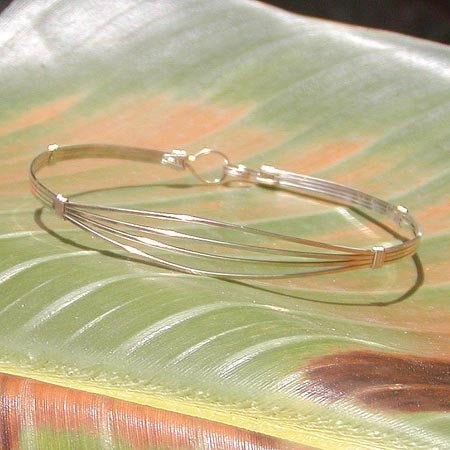 Sterling Silver Simple 4-Strand Wire Wrapped Bracelet  SSSS Open