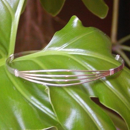 Sterling Silver Simple 4-Strand Wire Wrapped Bracelet  SSSS Open