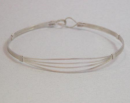 Sterling Silver Simple 4-Strand Wire Wrapped Bracelet  SSSS Open