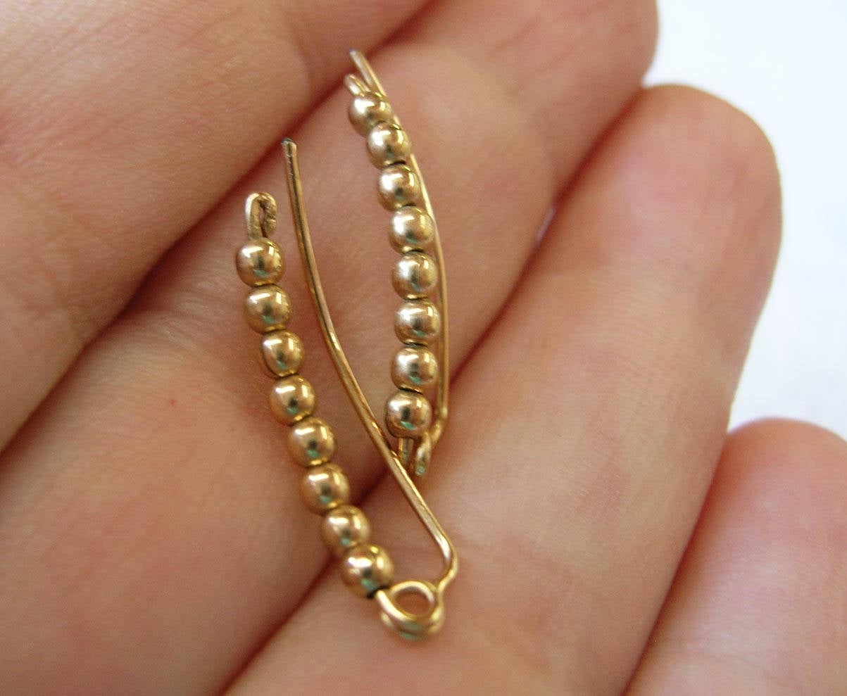 Tiny Gold Filled Beads Ear Crawlers - Ear Sweep 21
