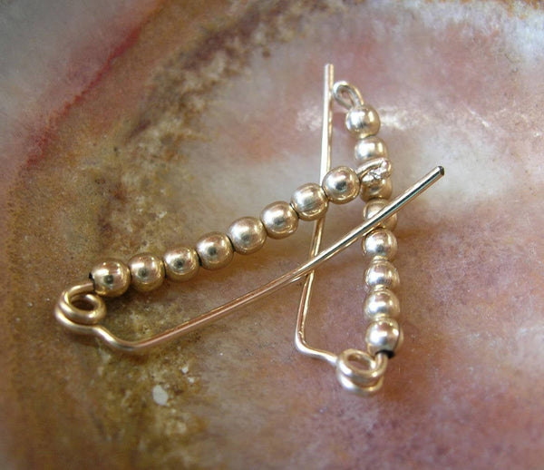 Tiny Gold Filled Beads Ear Crawlers - Ear Sweep 21