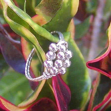 Sterling Silver Bead Cluster Twist Wire Ring