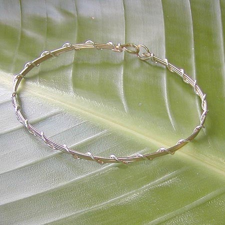 Two Tone Silver Over Gold Thin Wire Wrapped Bracelet SSSwa