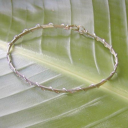 Two-Tone Silver Over Gold Thin Wire Wrapped Bracelet SSSwa