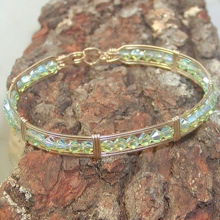 Peridot Green Double Aurora Borealis Crystal All-Bead Bracelet