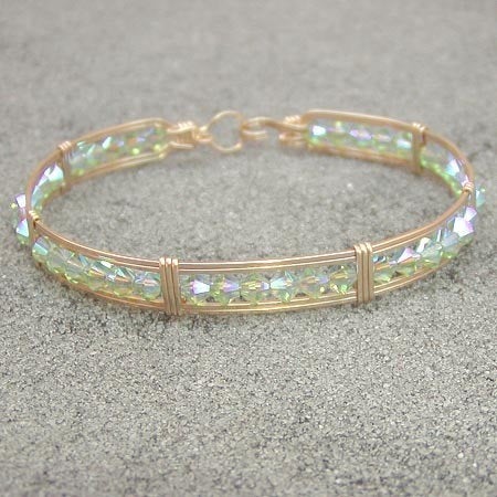 Peridot Green Double Aurora Borealis Crystal All-Bead Bracelet