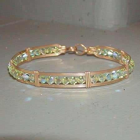Peridot Green Double Aurora Borealis Crystal All-Bead Bracelet