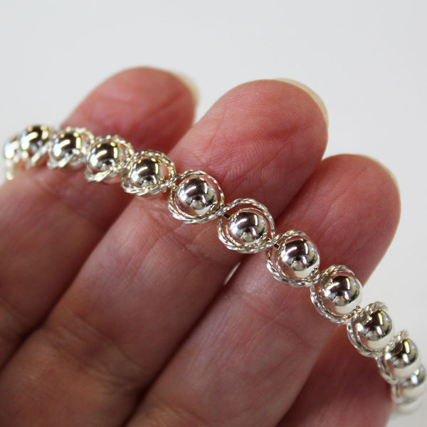 Sterling Silver Beads Sterling Silver Outline Twist Wire Bracelet
