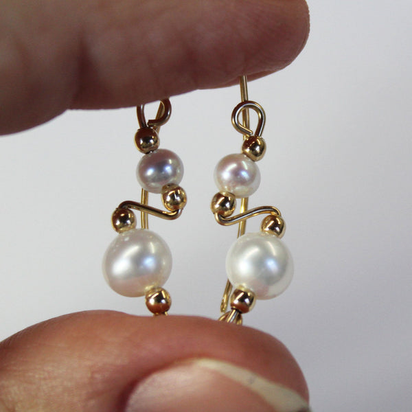 Freshwater Pearls Gold Filled Wire Ear Climbers - Ear Sweep 17