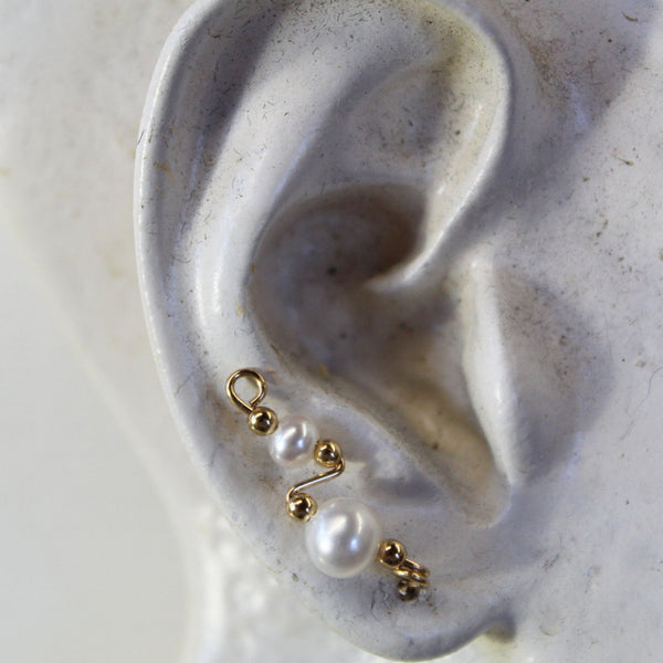 Freshwater Pearls Gold Filled Wire Ear Climbers - Ear Sweep 17