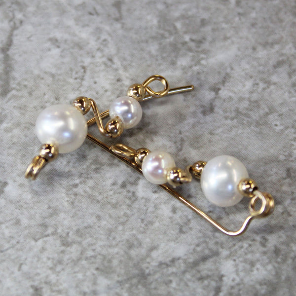 Freshwater Pearls Gold Filled Wire Ear Climbers - Ear Sweep 17