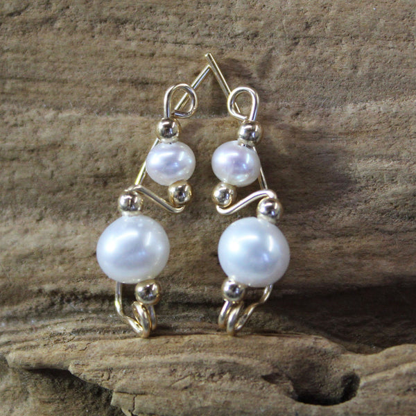 Freshwater Pearls Gold Filled Wire Ear Climbers - Ear Sweep 17