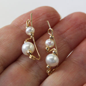 Freshwater Pearls Gold Filled Wire Ear Climbers - Ear Sweep 17