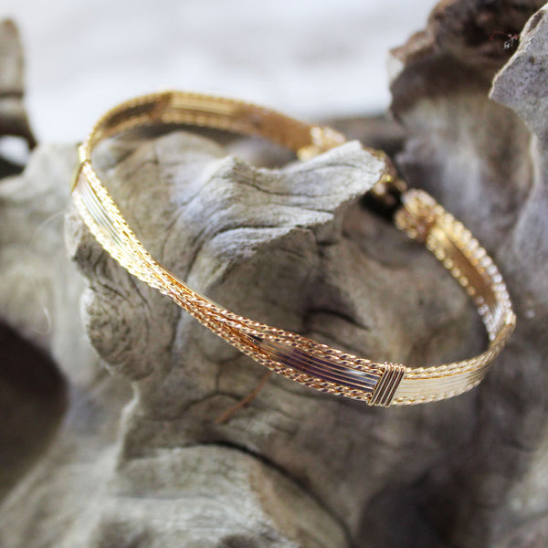 8-Strand Center X Cross Gold Filled Wirewrapped Bracelet