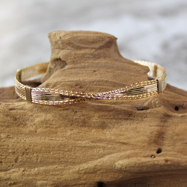 8-Strand Center X Cross Gold Filled Wirewrapped Bracelet