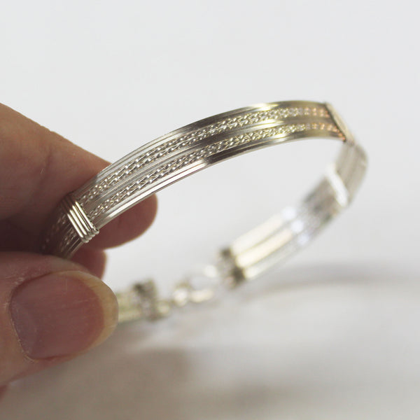 Fancy Sterling Silver 10-Strand Wire Wrapped Bracelet  SSTTSSTTSS