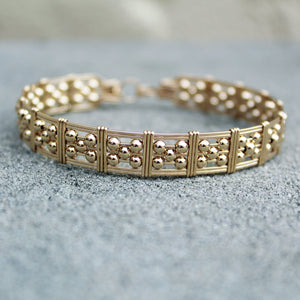 5-Bead Star 3mm Gold Filled Beads Wire Wrapped Bracelet