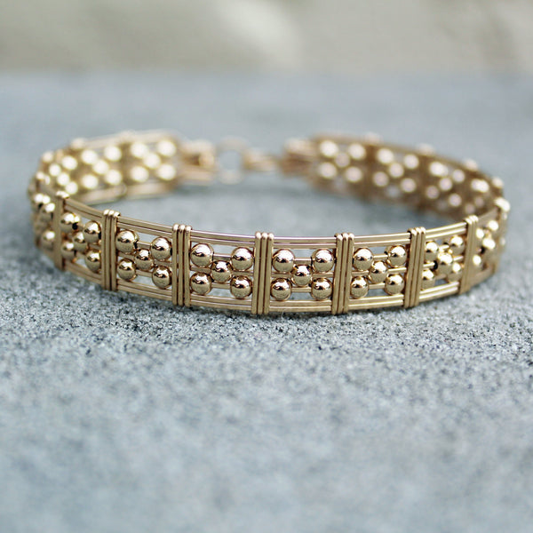 5-Bead Star 3mm Gold Filled Beads Wire Wrapped Bracelet