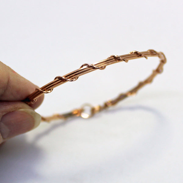 14kt Rose Pink Gold Filled Wire Wrapped Stackable Bracelet  SSSwa