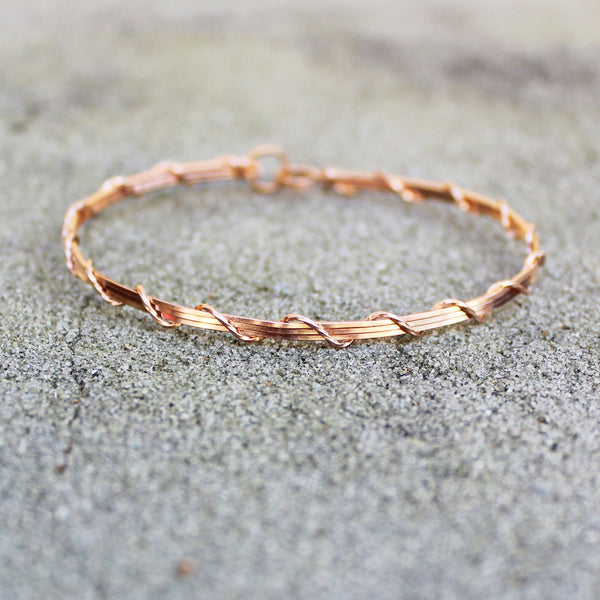 14kt Rose Pink Gold Filled Wire Wrapped Stackable Bracelet  SSSwa