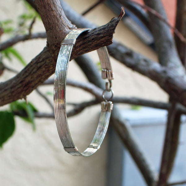 Smooth Sterling Silver Wire Wrapped Stackable Bracelet  SSSSSSSS