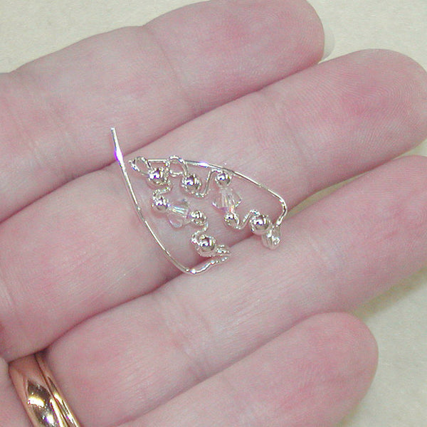 Twinkling Crystal Sterling Silver Small Ear Climbers - Ear Sweep 9