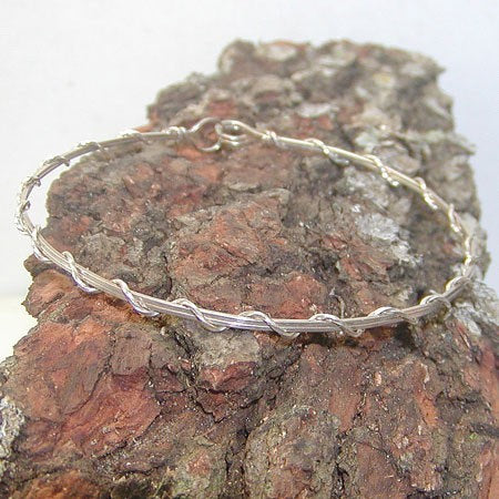 Sterling Silver Thin Wire Wrapped Stackable Bracelet  SSwa