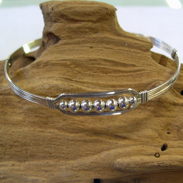 5 Little Beads Sterling Silver Beads Wire Wrapped Bracelet